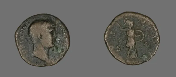 Framed Print : Sestertius (Coin) Portraying Emperor Hadrian, 117-138. Creator: Unknown Framed Print : Sestertius (Coin) Portraying Emperor Hadrian, 117-138. Creator: Unknown