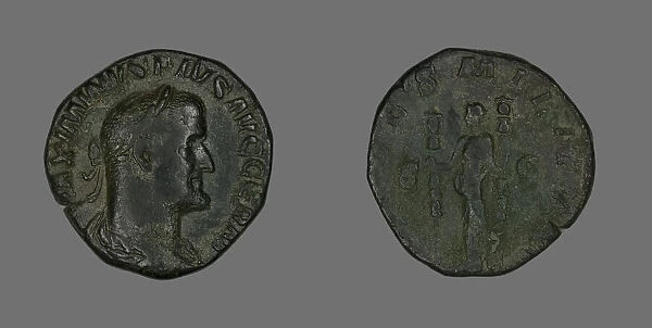 Sestertius (Coin) Portraying Emperor Maximinus, 236-238. Creator: Unknown