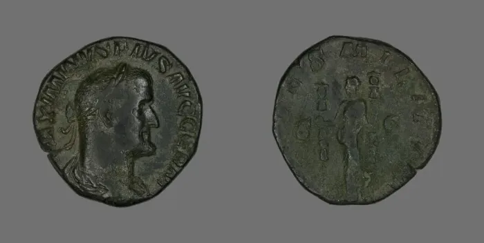 Framed Print : Sestertius (Coin) Portraying Emperor Maximinus, 236-238. Creator: Unknown Framed Print : Sestertius (Coin) Portraying Emperor Maximinus, 236-238. Creator: Unknown