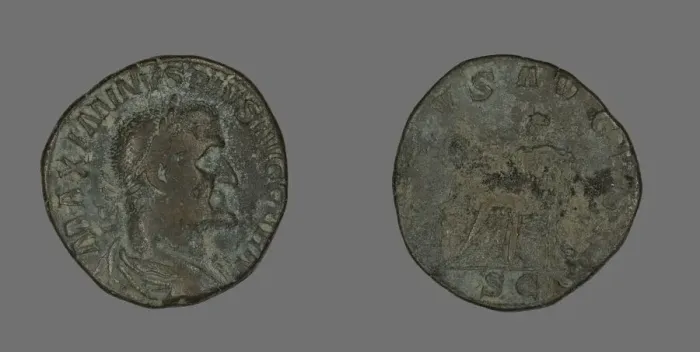 Framed Print : Sestertius (Coin) Portraying Emperor Maximinus, 235-236. Creator: Unknown Framed Print : Sestertius (Coin) Portraying Emperor Maximinus, 235-236. Creator: Unknown