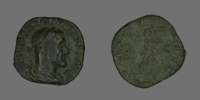 Framed Print : Sestertius (Coin) Portraying Emperor Maximinus, 235-238. Creator: Unknown Framed Print : Sestertius (Coin) Portraying Emperor Maximinus, 235-238. Creator: Unknown