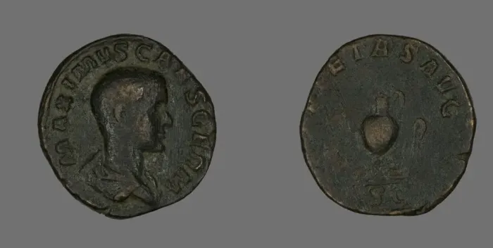 Framed Print : Sestertius (Coin) Portraying Emperor Maximus, 236-238. Creator: Unknown Framed Print : Sestertius (Coin) Portraying Emperor Maximus, 236-238. Creator: Unknown
