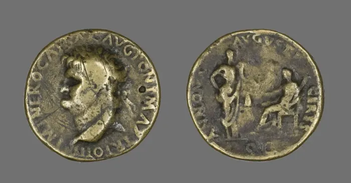 Framed Print : Sestertius (Coin) Portraying Emperor Nero, 54-68. Creator: Unknown Framed Print : Sestertius (Coin) Portraying Emperor Nero, 54-68. Creator: Unknown