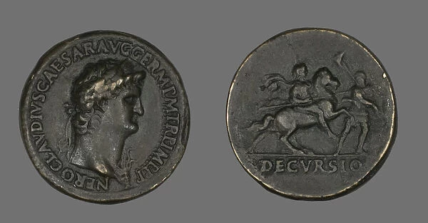 Sestertius (Coin) Portraying Emperor Nero, 54-69. Creator: Unknown