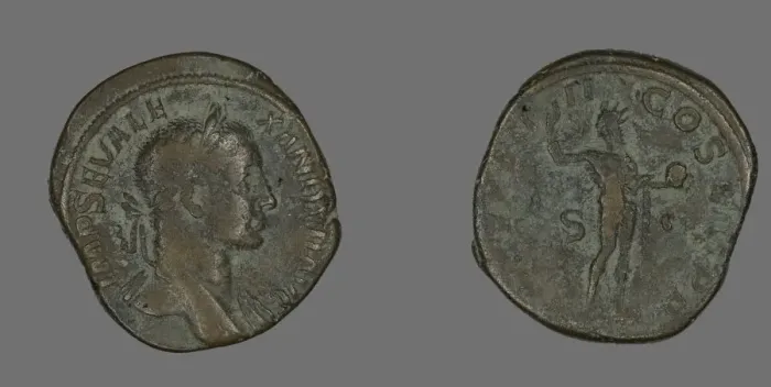 Framed Print : Sestertius (Coin) Portraying Emperor Severus Alexander, 230. Creator: Unknown Framed Print : Sestertius (Coin) Portraying Emperor Severus Alexander, 230. Creator: Unknown
