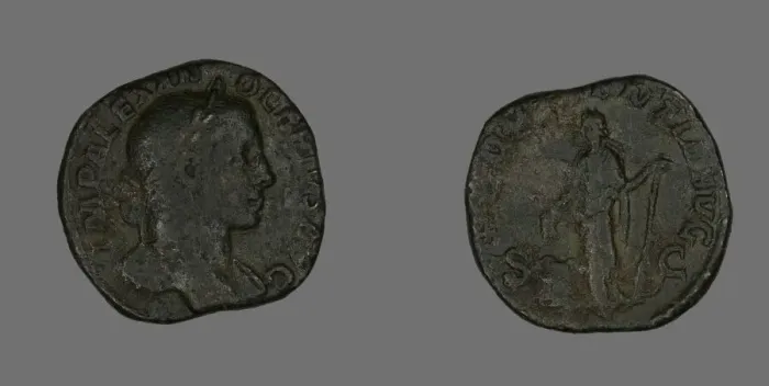 Framed Print : Sestertius (Coin) Portraying Emperor Severus Alexander, 231. Creator: Unknown Framed Print : Sestertius (Coin) Portraying Emperor Severus Alexander, 231. Creator: Unknown