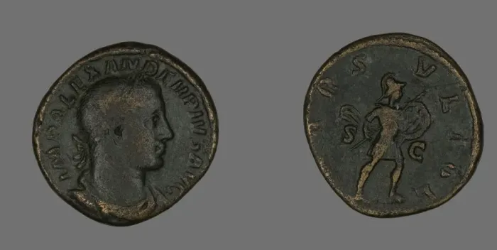 Framed Print : Sestertius (Coin) Portraying Emperor Severus Alexander, 231-235. Creator: Unknown Framed Print : Sestertius (Coin) Portraying Emperor Severus Alexander, 231-235. Creator: Unknown