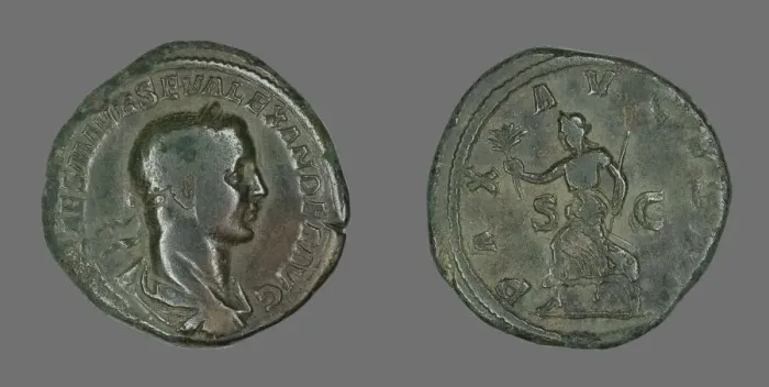 Framed Print : Sestertius (Coin) Portraying Emperor Severus Alexander, 222-235. Creator: Unknown Framed Print : Sestertius (Coin) Portraying Emperor Severus Alexander, 222-235. Creator: Unknown
