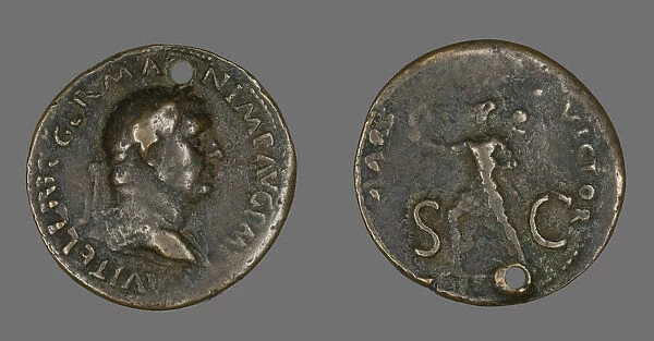 Sestertius (Coin) Portraying Emperor Vitellius, 69. Creator: Unknown