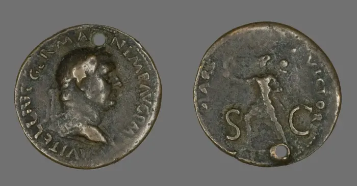 Framed Print : Sestertius (Coin) Portraying Emperor Vitellius, 69. Creator: Unknown Framed Print : Sestertius (Coin) Portraying Emperor Vitellius, 69. Creator: Unknown