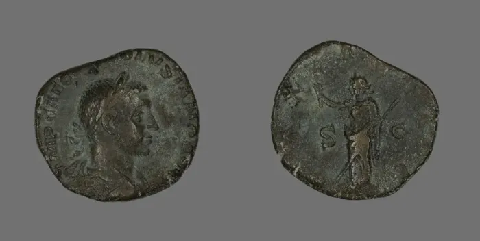 Framed Print : Sestertius (Coin) Portraying Emperor Volusian, 251-253. Creator: Unknown Framed Print : Sestertius (Coin) Portraying Emperor Volusian, 251-253. Creator: Unknown