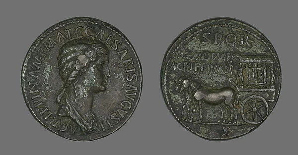 Sestertius (Coin) Portraying Empress Agrippina, 37-41. Creator: Unknown