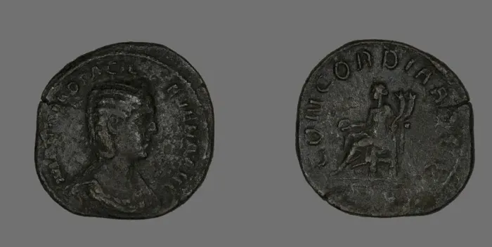 Framed Print : Sestertius (Coin) Portraying Empress Marcia Otacilia Severa, 244-249. Creator: Unknown Framed Print : Sestertius (Coin) Portraying Empress Marcia Otacilia Severa, 244-249. Creator: Unknown