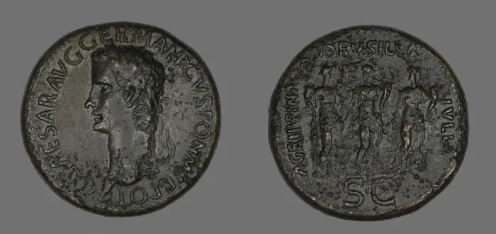 Framed Print : Sestertius (Coin) Portraying Germanicus, 37-38. Creator: Unknown Framed Print : Sestertius (Coin) Portraying Germanicus, 37-38. Creator: Unknown