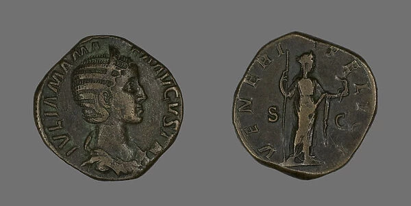 Sestertius (Coin) Portraying Julia Mamaea, 224. Creator: Unknown