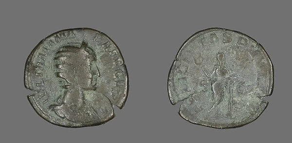 Sestertius (Coin) Portraying Julia Mamaea, 235. Creator: Unknown