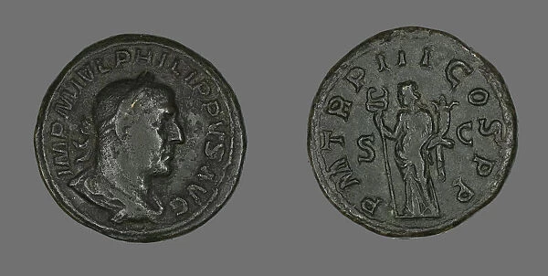 Sestertius (Coin) Portraying King Philip I, 246. Creator: Unknown
