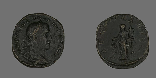 Sestertius (Coin) Portraying Philip the Arab, 244-249. Creator: Unknown