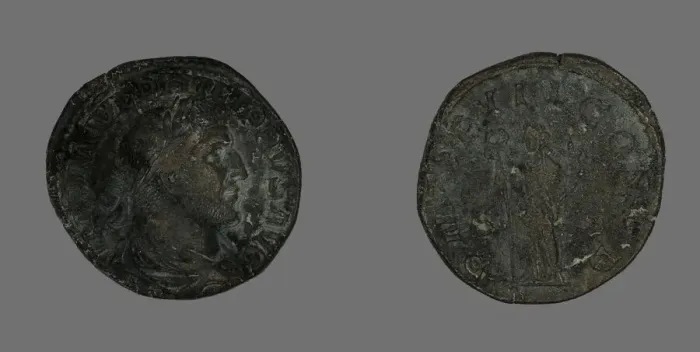 Framed Print : Sestertius (Coin) Portraying Philip the Arab, 246. Creator: Unknown Framed Print : Sestertius (Coin) Portraying Philip the Arab, 246. Creator: Unknown