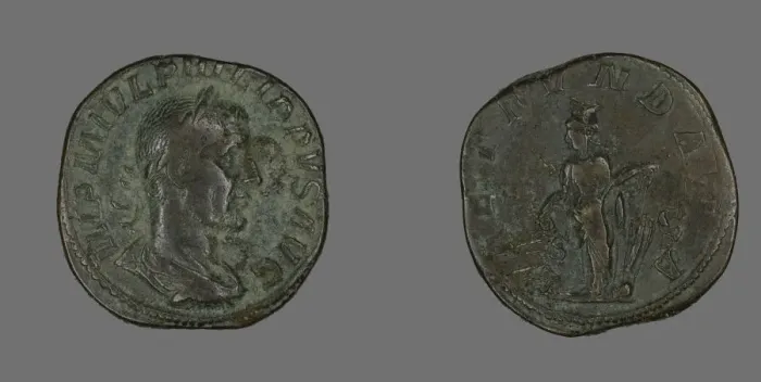 Framed Print : Sestertius (Coin) Portraying Philip the Arab, 244-249. Creator: Unknown Framed Print : Sestertius (Coin) Portraying Philip the Arab, 244-249. Creator: Unknown