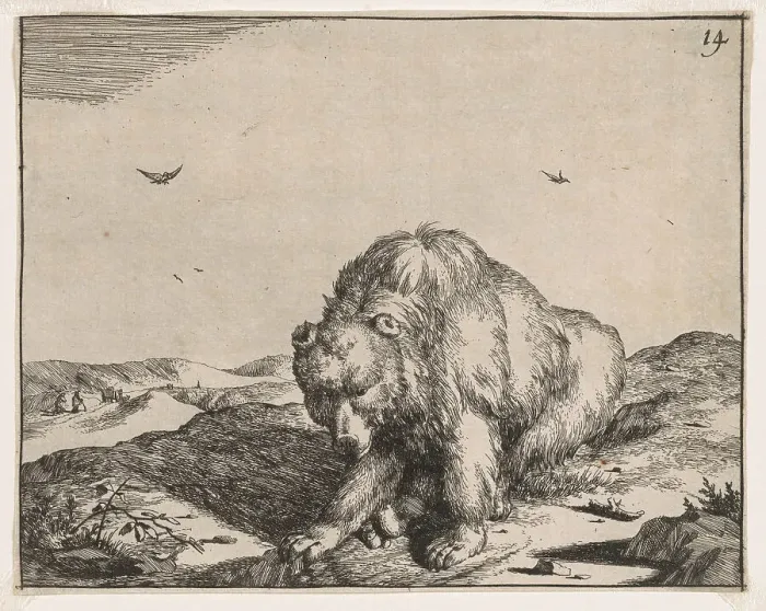 Framed Print : The set of the bears. Untitled plate 14, 1664. Creator: Marcus de Bye Framed Print : The set of the bears. Untitled plate 14, 1664. Creator: Marcus de Bye