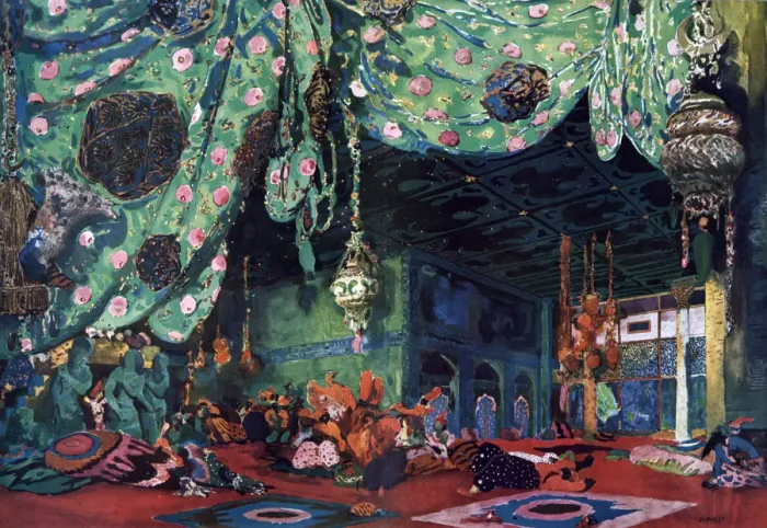 Framed Print : Set design for the ballet Scheherazade, c1913. Artist: Leon Bakst Framed Print : Set design for the ballet Scheherazade, c1913. Artist: Leon Bakst