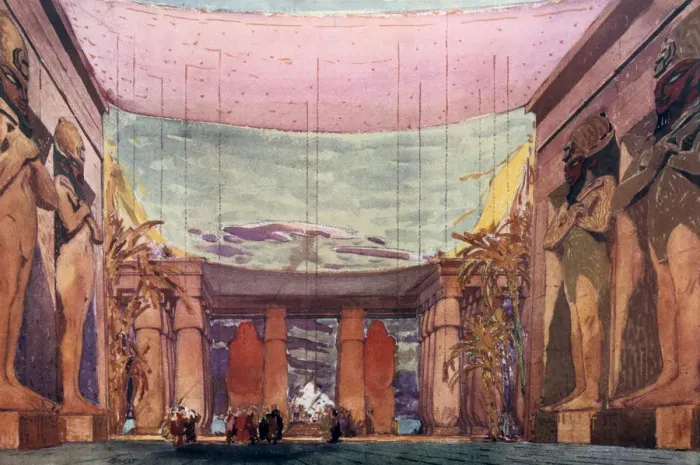 Framed Print : Set design for a Ballets Russes production of Cleopatra, 1909. Artist: Leon Bakst