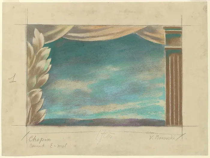 Framed Print : Set design for the Chopin Concerto ballet by Bronislava Nijinska, 1937. Creator: Waclaw Borowski Framed Print : Set design for the Chopin Concerto ballet by Bronislava Nijinska, 1937. Creator: Waclaw Borowski