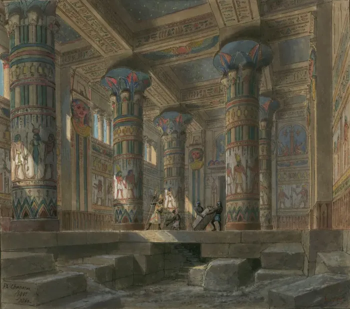 Framed Print : Set design for opera Aida by Giuseppe Verdi. Paris, Theatre national de l Opera, 1880 Framed Print : Set design for opera Aida by Giuseppe Verdi. Paris, Theatre national de l Opera, 1880
