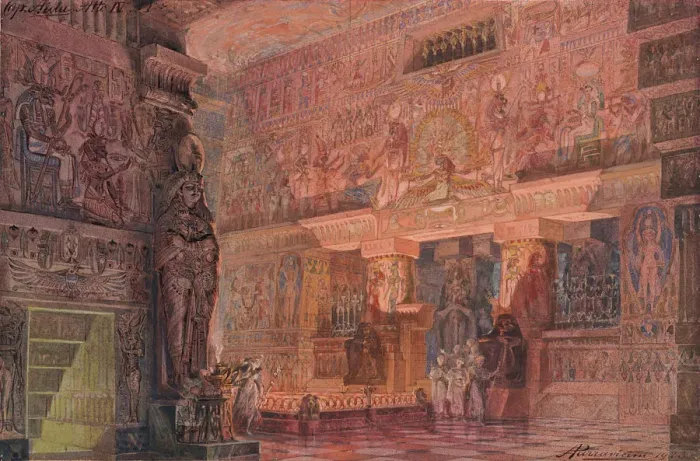 Framed Print : Set design for the Opera Aida by Giuseppe Verdi, 1923. Creator: Parravicini, Angelo (1868-1925) Framed Print : Set design for the Opera Aida by Giuseppe Verdi, 1923. Creator: Parravicini, Angelo (1868-1925)