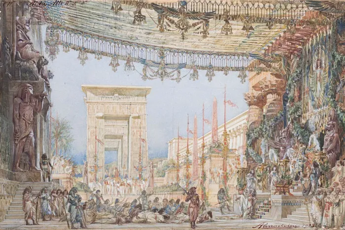 Framed Print : Set design for the Opera Aida by Giuseppe Verdi, 1923. Creator: Parravicini, Angelo (1868-1925)