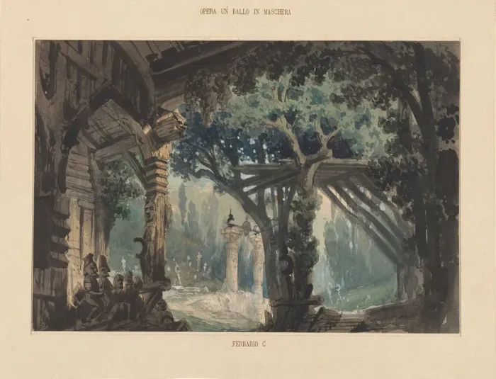 Framed Print : Set design for opera Un ballo in maschera by Giuseppe Verdi Framed Print : Set design for opera Un ballo in maschera by Giuseppe Verdi