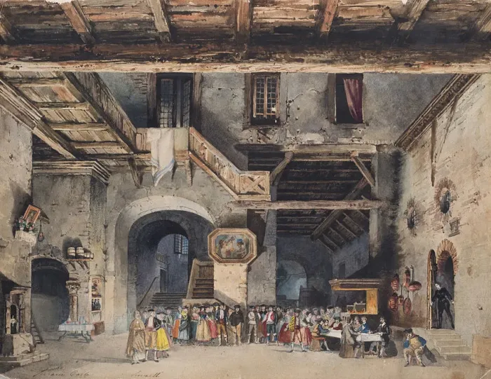 Framed Print : Set design for the Opera La forza del destino by Giuseppe Verdi. Creator: Ferrario Framed Print : Set design for the Opera La forza del destino by Giuseppe Verdi. Creator: Ferrario