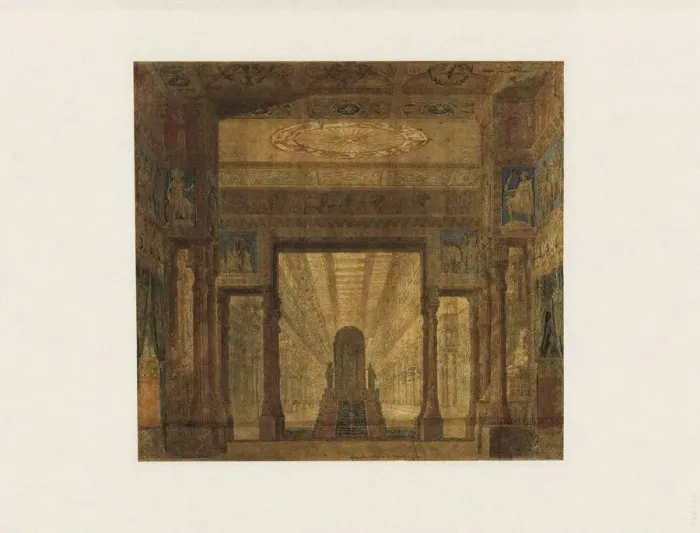 Framed Print : Set design for opera Les Mysteres d Isis by Wolfgang Amadeus Mozart