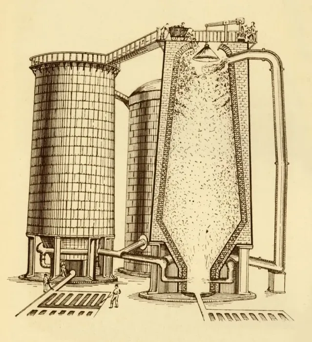 Framed Print : A Set of Modern Blast Furnaces Shown in Section, c1930. Creator: Unknown Framed Print : A Set of Modern Blast Furnaces Shown in Section, c1930. Creator: Unknown