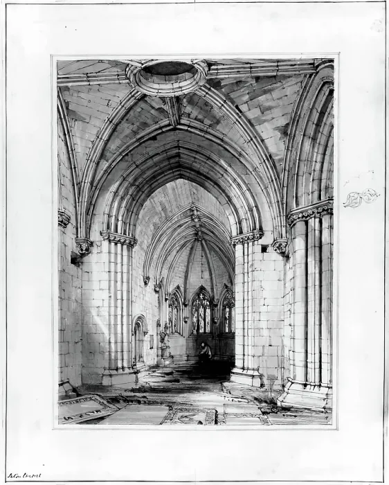 Framed Print : Seton Chapel - Interior looking East, 1848-1852. Creator: Robert William Billings Framed Print : Seton Chapel - Interior looking East, 1848-1852. Creator: Robert William Billings