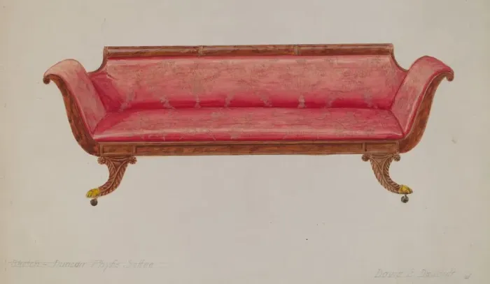 Framed Print : Settee, 1935 / 1942. Creator: Davids De Vault Framed Print : Settee, 1935 / 1942. Creator: Davids De Vault
