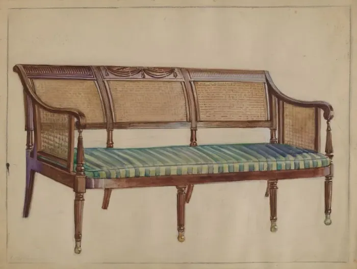 Framed Print : Settee, 1935 / 1942. Creator: George Loughridge Framed Print : Settee, 1935 / 1942. Creator: George Loughridge