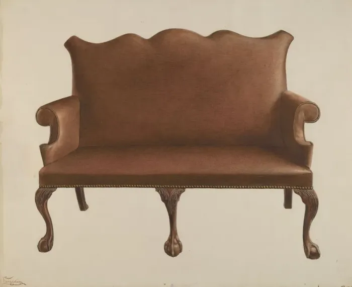 Framed Print : Settee, 1941. Creator: Rolland Livingstone Framed Print : Settee, 1941. Creator: Rolland Livingstone