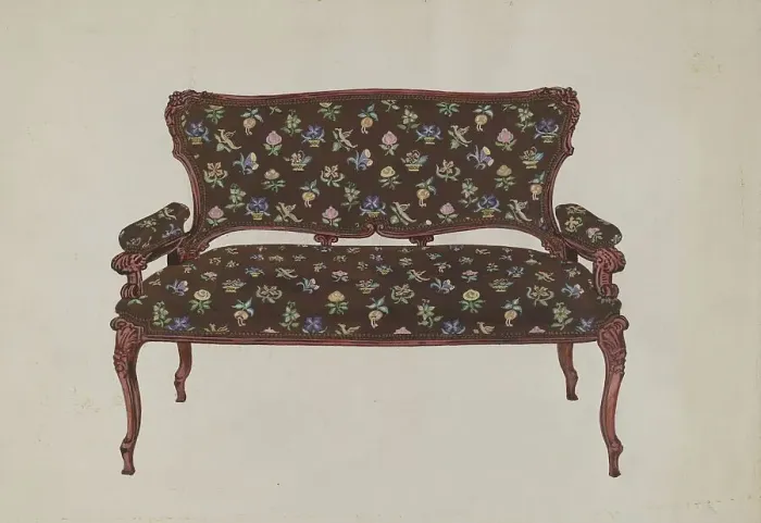 Framed Print : Settee, c. 1936. Creator: Florence Huston Framed Print : Settee, c. 1936. Creator: Florence Huston