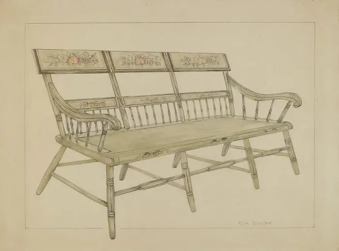 Framed Print : Settee, c. 1936. Creator: Rosa Burger Framed Print : Settee, c. 1936. Creator: Rosa Burger