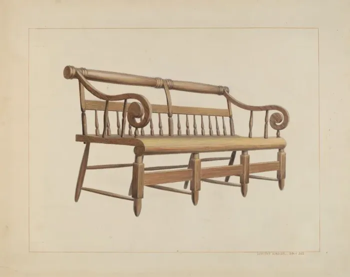 Framed Print : Settee, c. 1938. Creator: Vincent P. Rosel Framed Print : Settee, c. 1938. Creator: Vincent P. Rosel