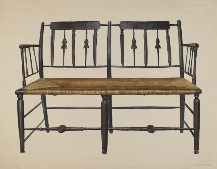 Framed Print : Settee, c. 1942. Creator: Amos C. Brinton Framed Print : Settee, c. 1942. Creator: Amos C. Brinton