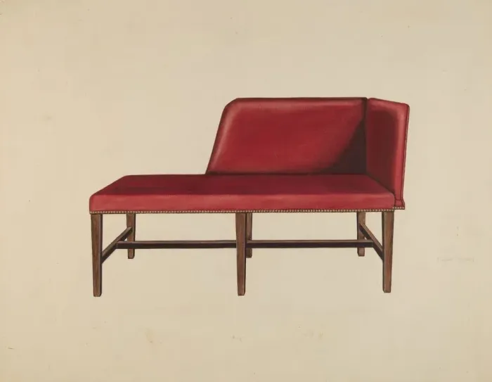 Framed Print : Settee or Chaise Lounge, c. 1939. Creator: Lillian Causey Framed Print : Settee or Chaise Lounge, c. 1939. Creator: Lillian Causey