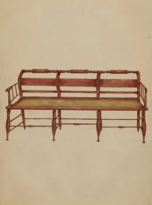 Framed Print : Settee or Hall Seat, c. 1936. Creator: Henry Meyers Framed Print : Settee or Hall Seat, c. 1936. Creator: Henry Meyers