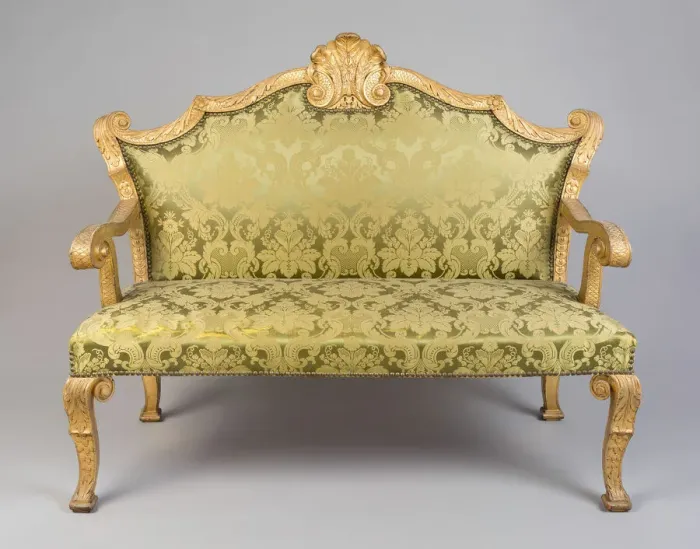 Framed Print : Settee (one of a pair), England, 1725 / 35. Creator: Unknown Framed Print : Settee (one of a pair), England, 1725 / 35. Creator: Unknown