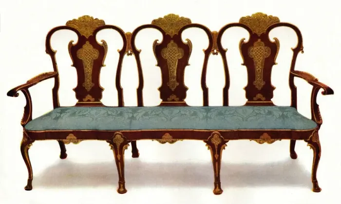Framed Print : Settee of Walnut and Gesso, (1930). Creator: Unknown Framed Print : Settee of Walnut and Gesso, (1930). Creator: Unknown