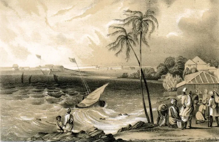 Framed Print : Setting in of the monsoon, Cannanore Fort, 1847 Framed Print : Setting in of the monsoon, Cannanore Fort, 1847