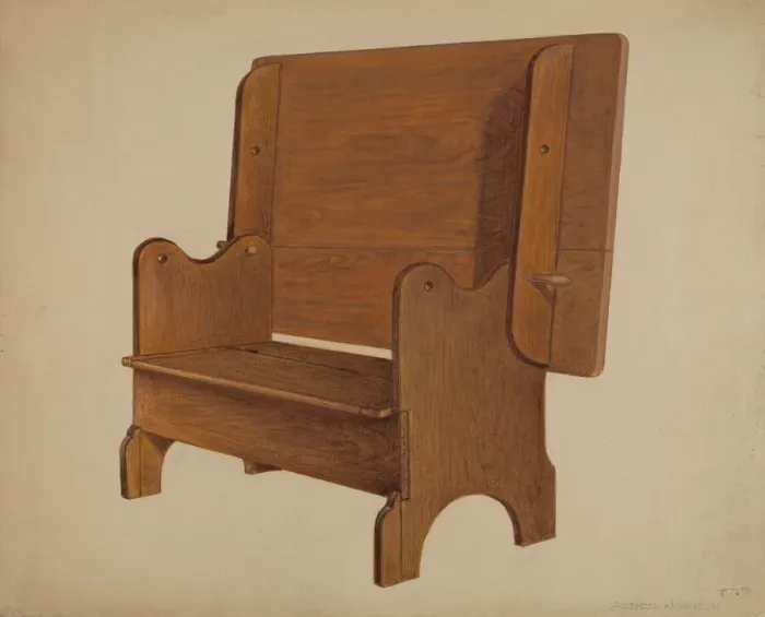 Framed Print : Settle-table, c. 1936. Creator: Arthur Johnson Framed Print : Settle-table, c. 1936. Creator: Arthur Johnson