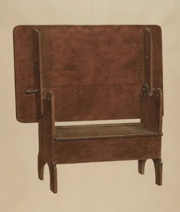 Framed Print : Settle-table, c. 1940. Creator: Harry Eisman Framed Print : Settle-table, c. 1940. Creator: Harry Eisman